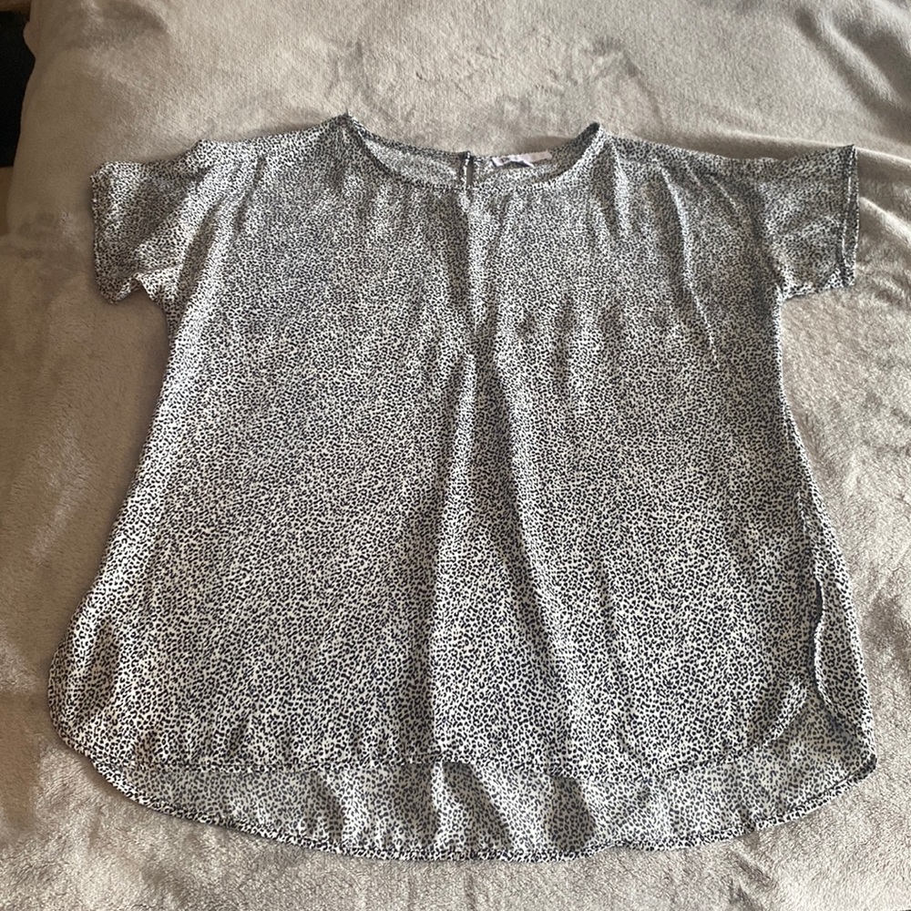 Boutique blouse, black and white animal print